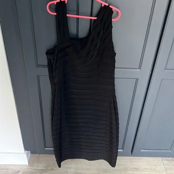 Xscape By Joanne Chen black ruffled ribbed dress - Picture 6 of 6